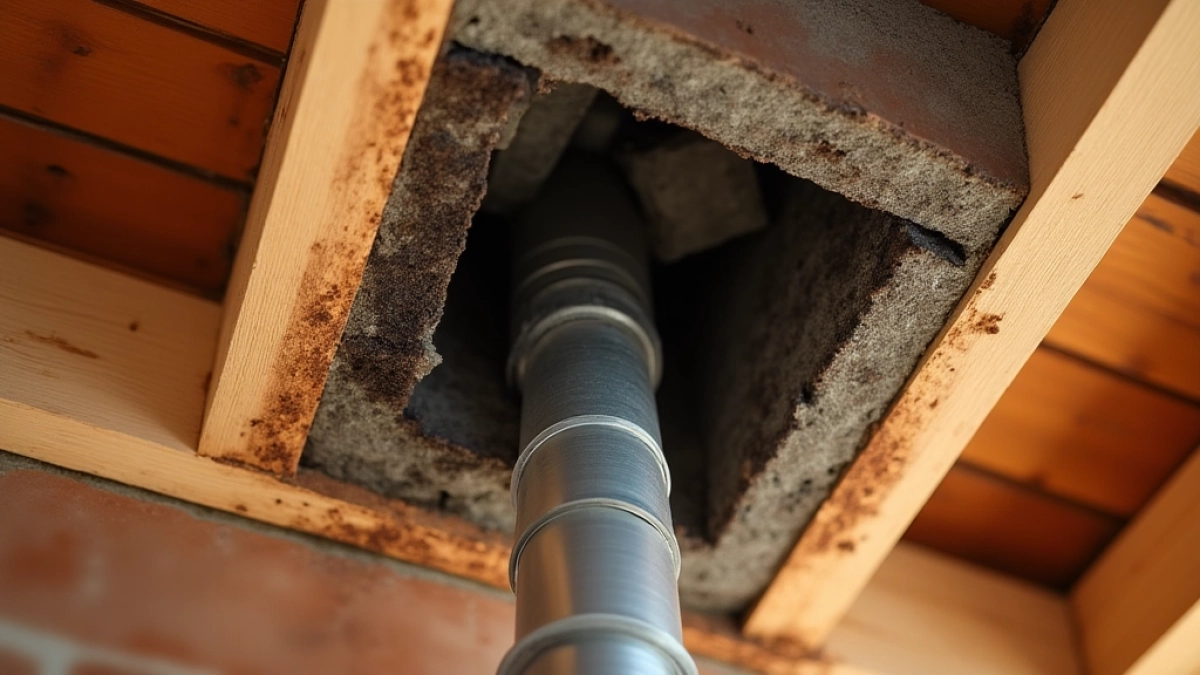 Przejście komina przez strop drewniany