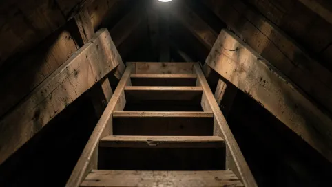 schody do małego otworu w stropie